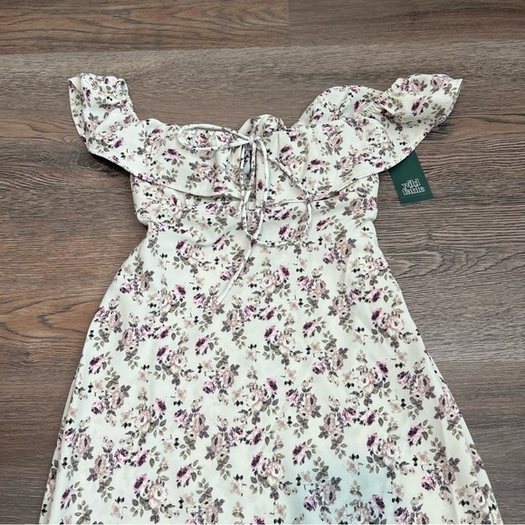 NWT Flounce Sleeve Maxi Empire Waist Dress - Wild Fable Off-White Floral XXS - Picture 3 of 8